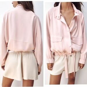 Zara Pale PinkFlowy Bomber